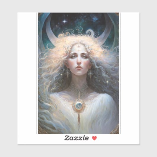 Moon Goddess Fantasy Art Sticker (Vel)