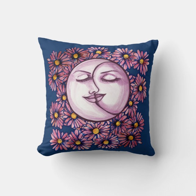 Moon Goddess Floral MoonChild Art Kussen (Voorkant)