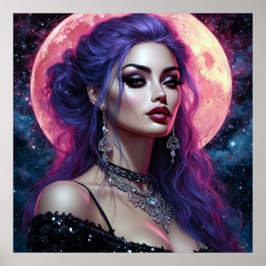 Moon Goddess Gothic Fantasy Pinup Poster (Voorkant)
