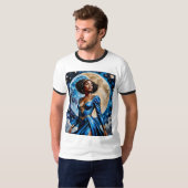 Moon Goddess in Blauwe Magische T-shirt Design (Voorkant volledig)
