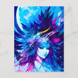Moon Goddess Japanse Fantasy Briefkaart