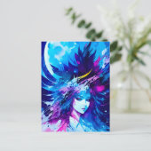 Moon Goddess Japanse Fantasy Briefkaart (Staand voorkant)