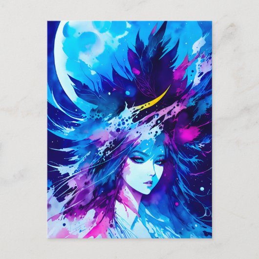 Moon Goddess Japanse Fantasy Briefkaart (Voorkant)