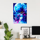 Moon Goddess Japanse Fantasy Poster (Thuiskantoor)