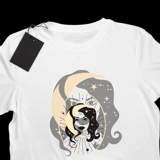 Moon Goddess Portret Goddelijk Vrouwelijk T-shirt
