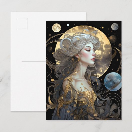 Moon Goddess Queen Fantasy Art Briefkaart (Voorkant / Achterkant)