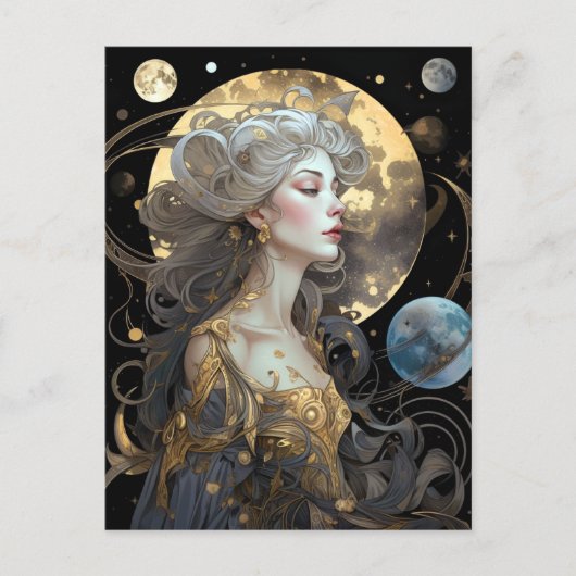 Moon Goddess Queen Fantasy Art Briefkaart (Voorkant)