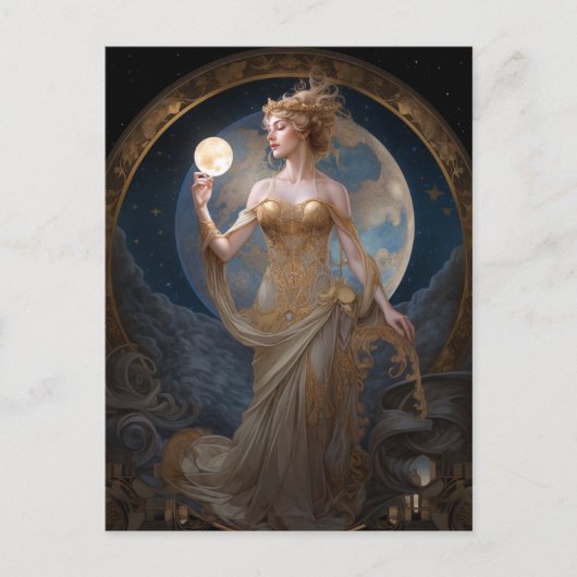 Moon Goddess Queen Fantasy Art Briefkaart (Voorkant)