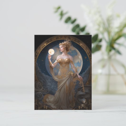 Moon Goddess Queen Fantasy Art Briefkaart (Staand voorkant)
