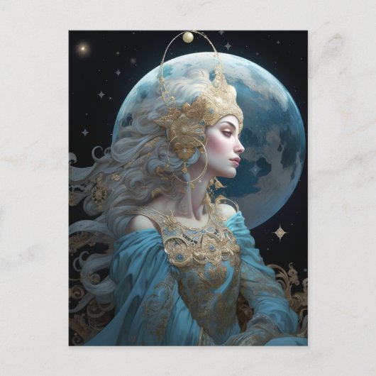 Moon Goddess Queen Fantasy Art Briefkaart (Voorkant)