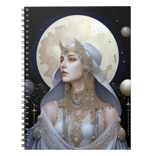 Moon Goddess Queen Fantasy Art Notitieboek (Voorkant)