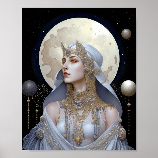 Moon Goddess Queen Fantasy Art Poster (Voorkant)