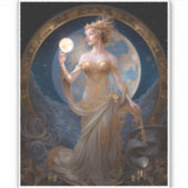Moon Goddess Queen Fantasy Art Sticker (Voorkant)
