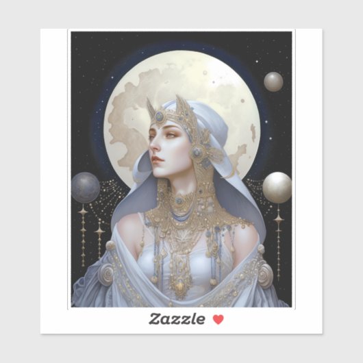 Moon Goddess Queen Fantasy Art Sticker (Vel)