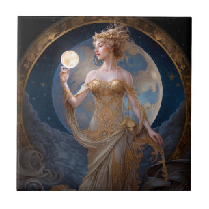 Moon Goddess Queen Fantasy Art Tegeltje