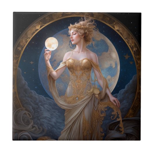 Moon Goddess Queen Fantasy Art Tegeltje (Voorkant)