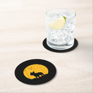 Moon Halloween Inspire French Bulldog Gift Ronde Kartonnen Onderzetter