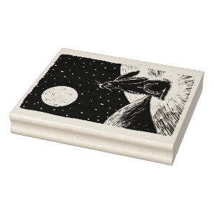 Moon hare in de sneeuw rubberstempel