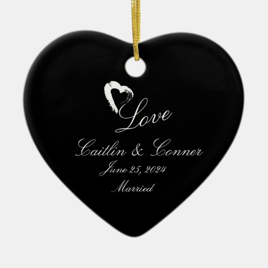 Moon Hart Getrouwd Ornament Trouwgeschenk (Voorkant)