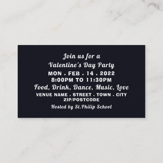 Moon Heart, Valentijnsdag Party Ticket Invite (Achterkant)