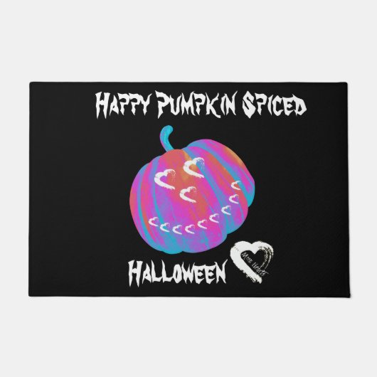 Moon Hearts Halloween Pumpkin Deur Mat (Voorkant)