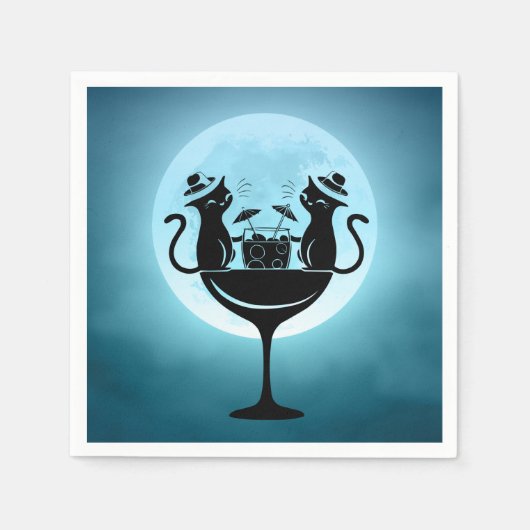 Moon heeft cocktails met feestkatten servet (Voorkant)