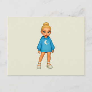 Moon Hoodie Fashion Doll Postcard Briefkaart
