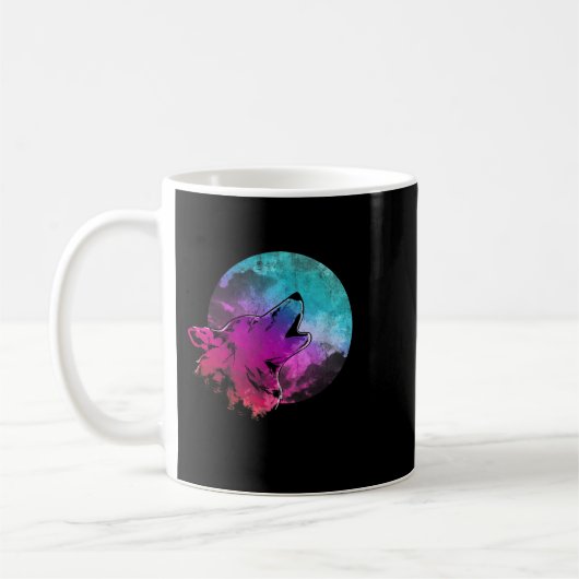Moon Howling Wildlife Forest Dier Predator Kleur Koffiemok (Links)