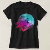Moon Howling Wildlife Forest Dier Predator Kleur T-shirt (Design voorkant)