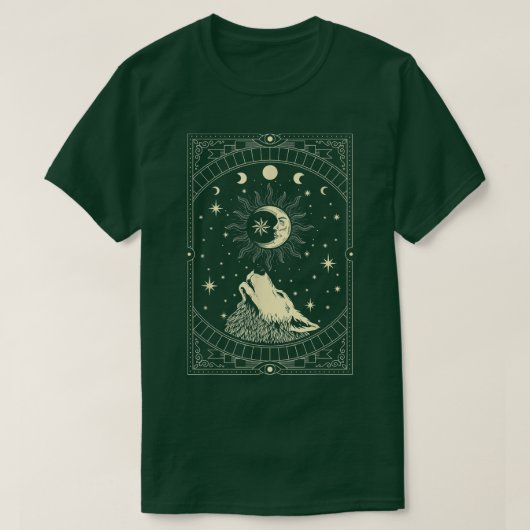Moon Howling Wolf - Gothic Witch Occult T-shirt (Design voorkant)
