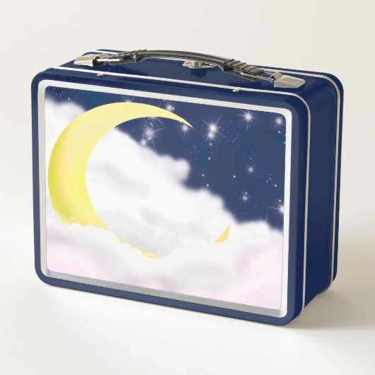 Moon In Soft Clouds Metal Lunchbox (Achterkant)