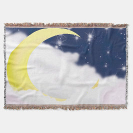 Moon In Soft Clouds Throw Blanket Deken