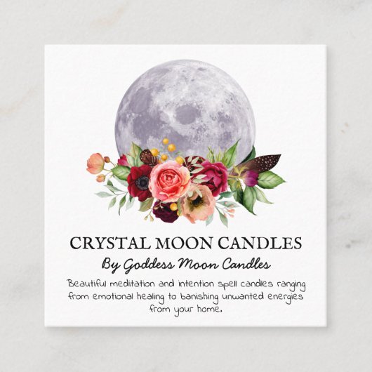 Moon Inention Candle Spell Vierkante Visitekaartje (Voorkant)