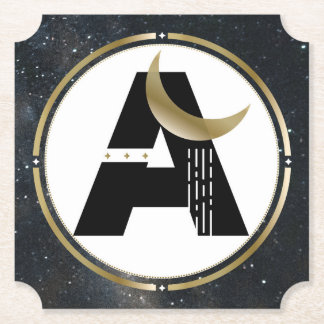 Moon Initiaal A in het Onderzetter van de papierpa