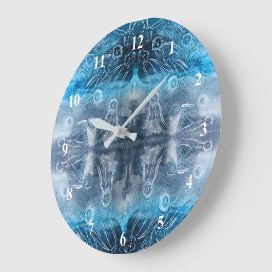 Moon jellyfish batik print grote klok (Hoek)