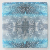 Moon jellyfish batik print stenen onderzetter (Voorkant)