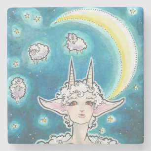 Moon Jumpers Sheep Nymph Fantasy Art Stone Onderze Stenen Onderzetter