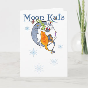 Moon Kat Yule Card Feestdagen Kaart