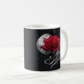 Moon Kiss Red Rose Romantic Gift Koffiemok (Voorkant rechts)