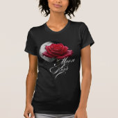 Moon Kiss Rose & Full Moon Romantic Art T-shirt (Voorkant)