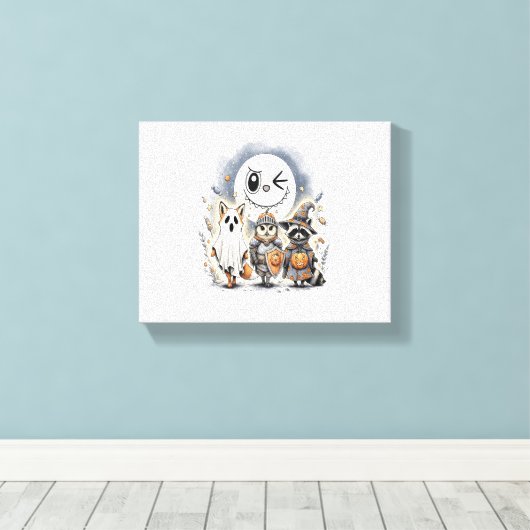 Moon Knight Raccoon Halloween Canvas Afdruk (Insitu (Houten vloer))