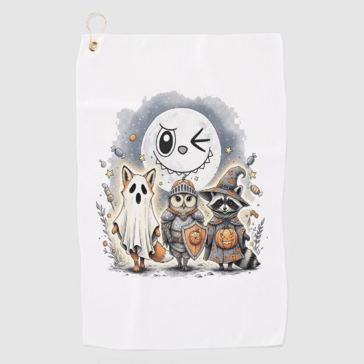 Moon Knight Raccoon Halloween Golfhanddoek (Voorkant)