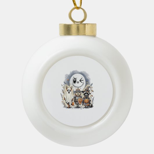 Moon Knight Raccoon Halloween Keramische Bal Ornament (Voorkant)