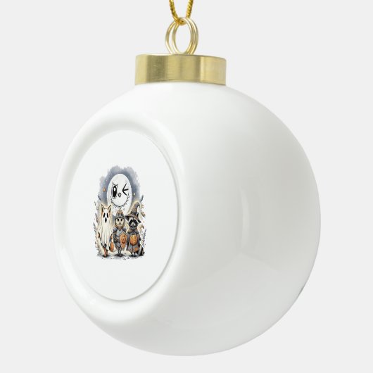 Moon Knight Raccoon Halloween Keramische Bal Ornament (Rechts)