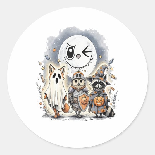 Moon Knight Raccoon Halloween Ronde Sticker (Voorkant)