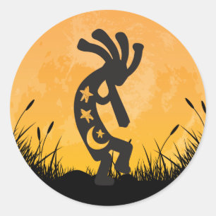 Moon Kokopelli Ronde Sticker