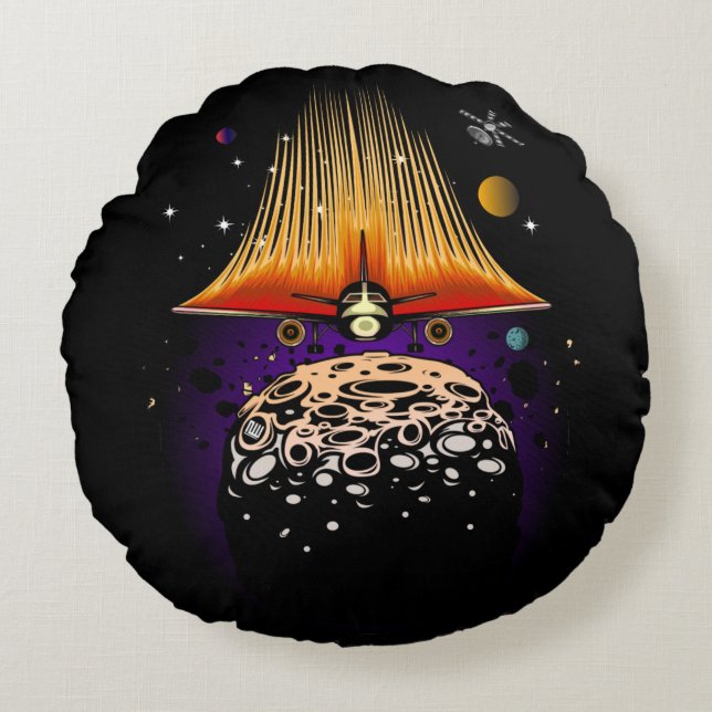 Moon Landing Rond Kussen (Voorkant)