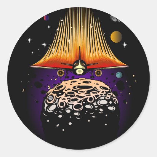 Moon Landing  Ronde Sticker (Voorkant)