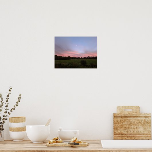 Moon Landscape Bright Clouds Fotografie Poster (Keuken)