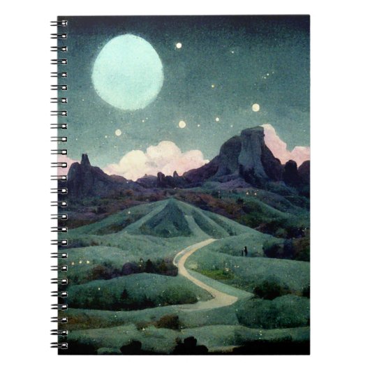 Moon Landscape Fantasy Notitieboek (Voorkant)